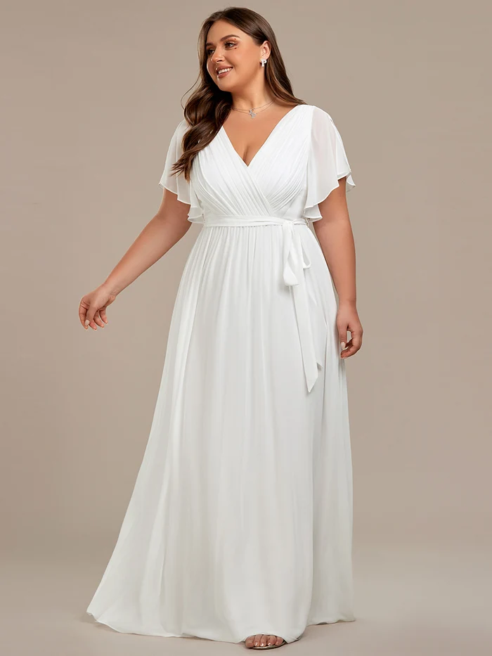 Ever Pretty večerní a společenské šaty EE0164-5 bílá XL / XXL / 3XL / 4XL / 5XL / 6XL / 7XL / 8XL / 9XL (Skladem: XL)