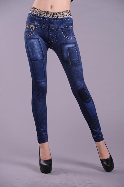 Dámské LEGÍNY STRETCH 25273-2 modrá 34/36/38