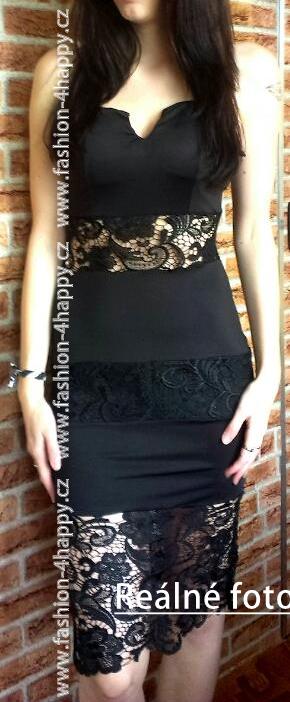 SEXY šaty MIDI s krajkou 160143-1 světle růžová UNI S/M