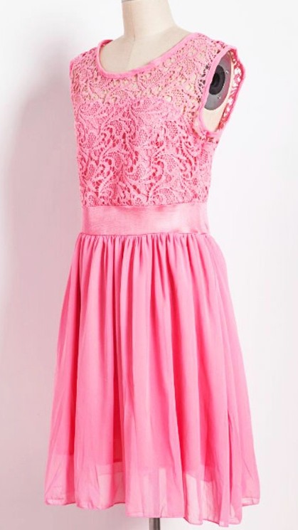 Plesové ŠATY MINI s krajkou 33771-1 sytě růžová S/M/L/XL