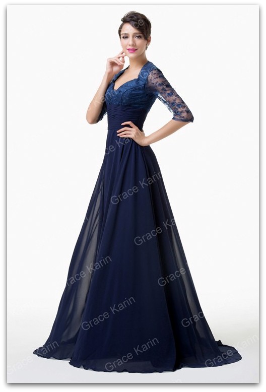 Luxusní plesové šaty GRACE KARIN dlouhé GK6234-3 modrá M / 38