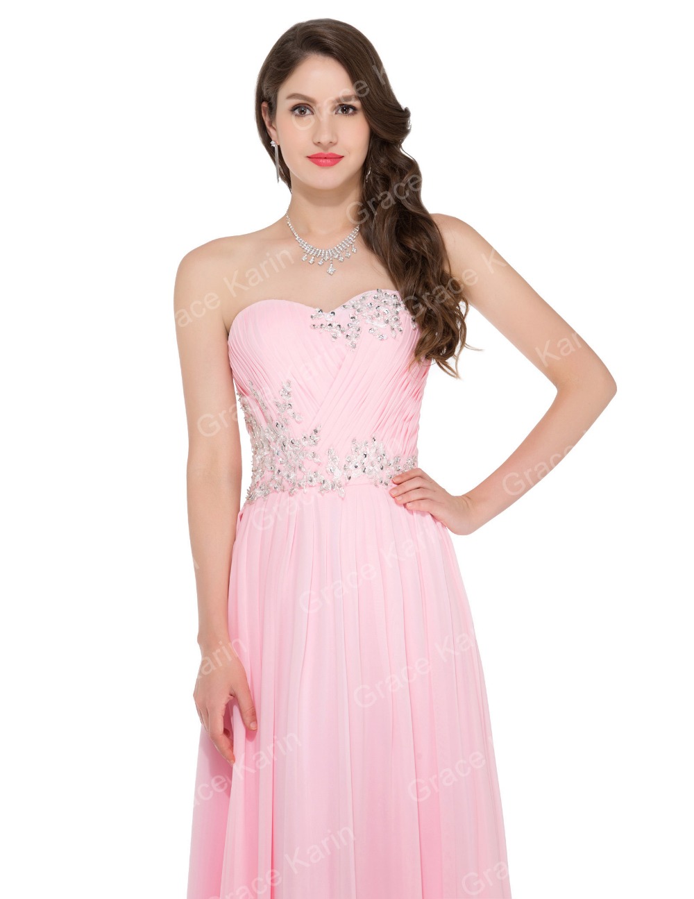 Luxusní plesové šaty GRACE KARIN® dlouhé CL6107-2 růžová XXL / XXXL