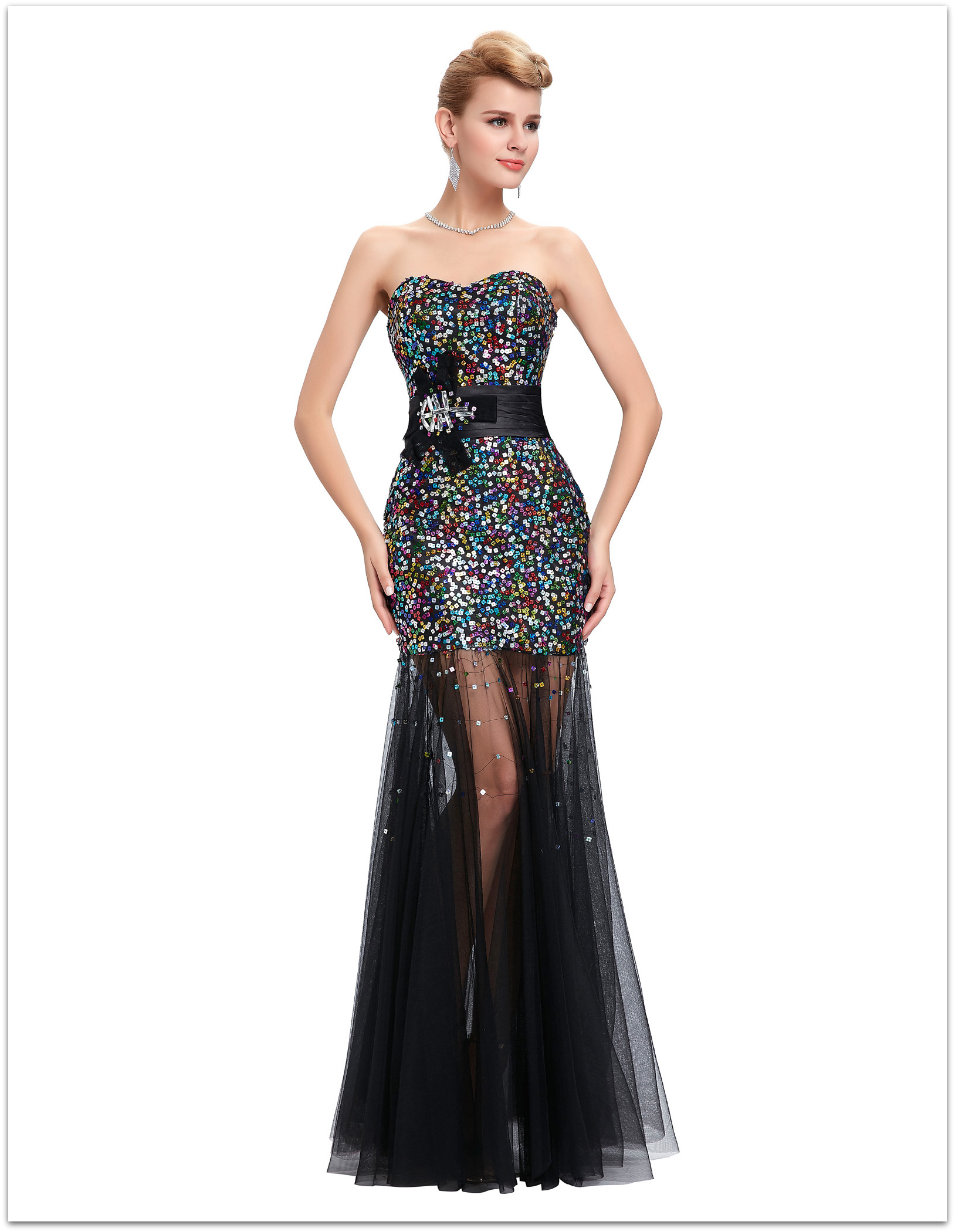 Luxusní plesové šaty GRACE KARIN® dlouhé GK6026-2 černá L/40