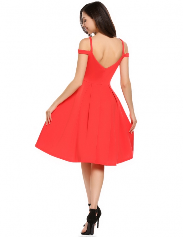Krátké MINI ŠATY kolová sukně 7016130-1 červená M / L