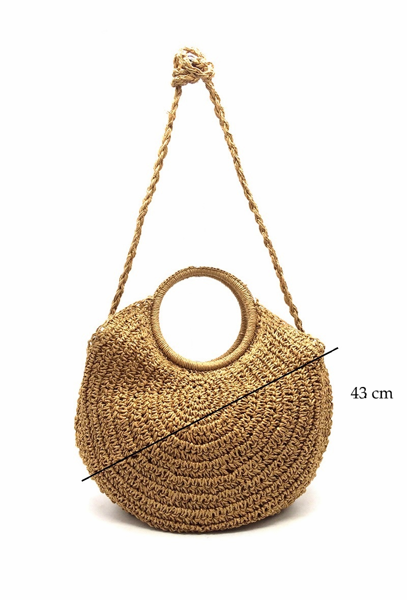 HAND MADE Velká dámská TAŠKA kulatá 330315-4 hnědá XXL