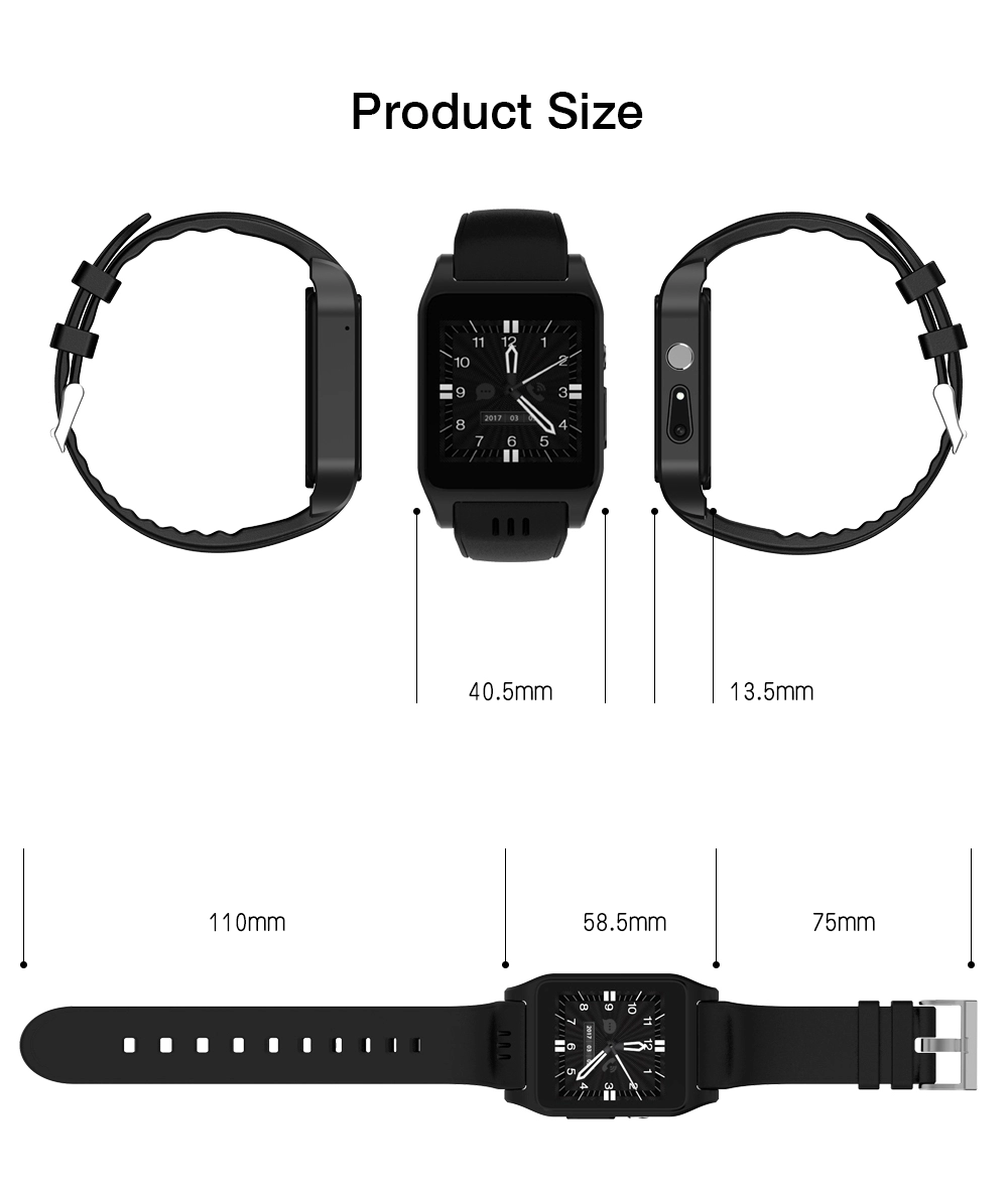 Smart Watch X86 3G chytré hodinky Android 4.4, Wifi/3G/SIM/GPS černá