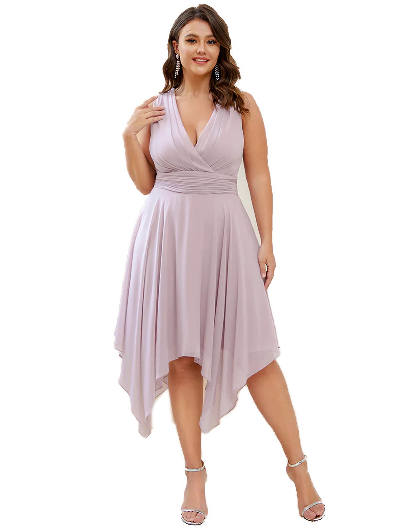 Ever Pretty Dámské šifonové šaty ke kolenům s nepravidelným lemem ES03143-1 lila S