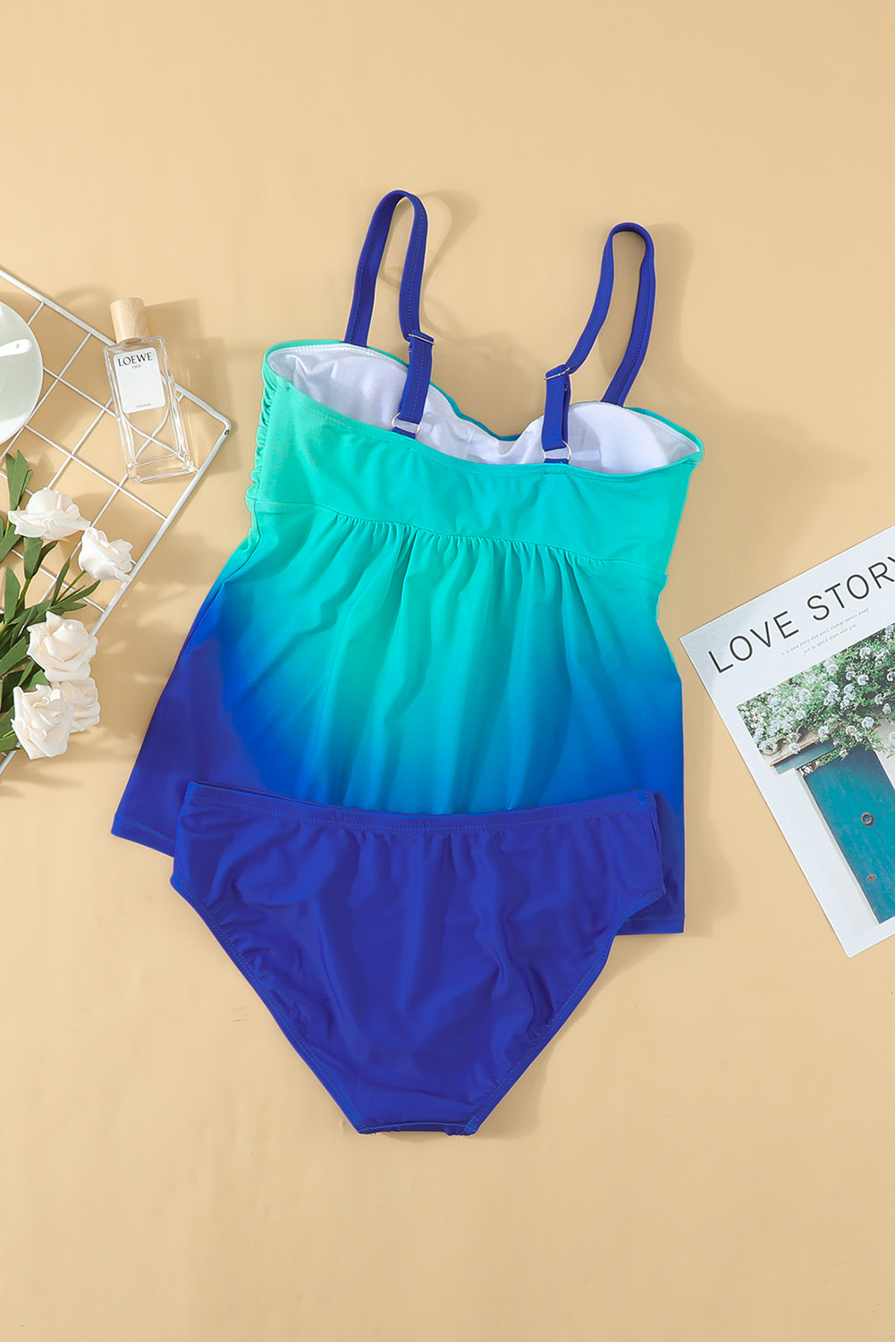 Dvoudílné dámské PLAVKY TANKINI 1411181-4 modrá M / 3XL