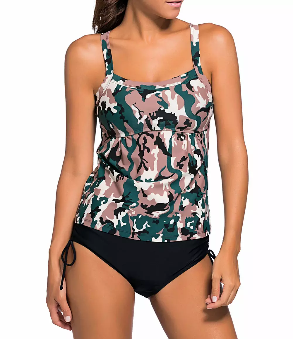 Dvoudílné dámské PLAVKY TANKINI ARMY 1419371-22 hnědá XXL