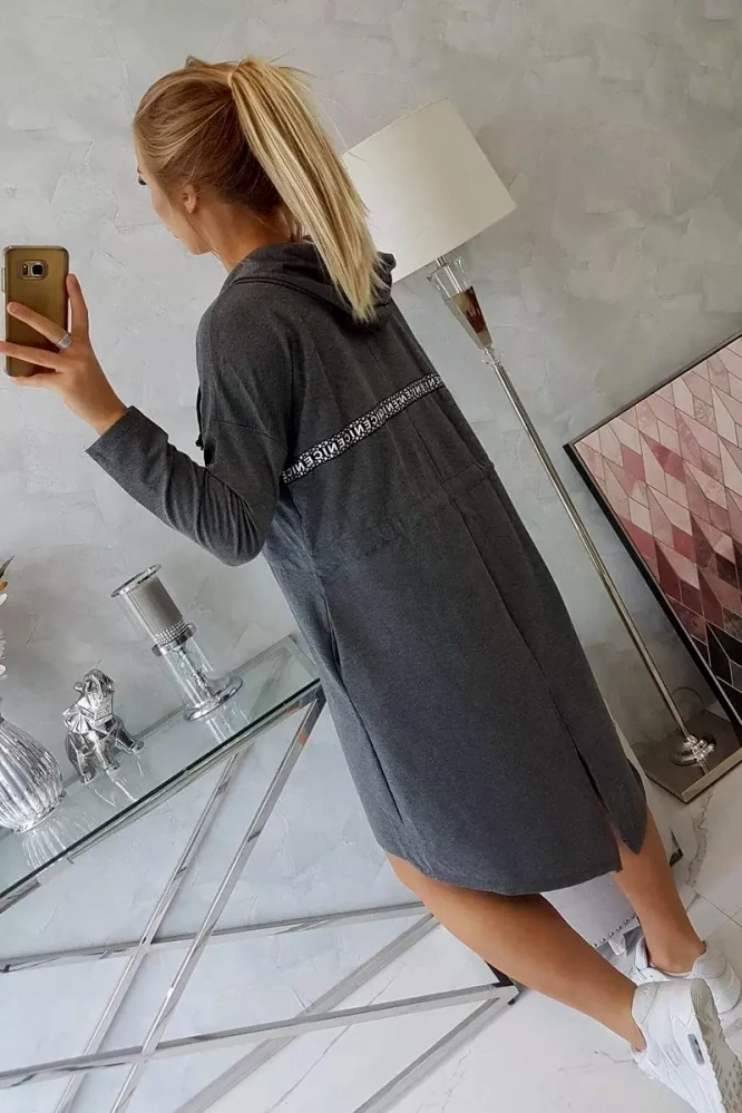 Dámská dlouhá MIKINA / BUNDA kardigan OVERSIZE 8998-11 šedá - univerzální S/M/L