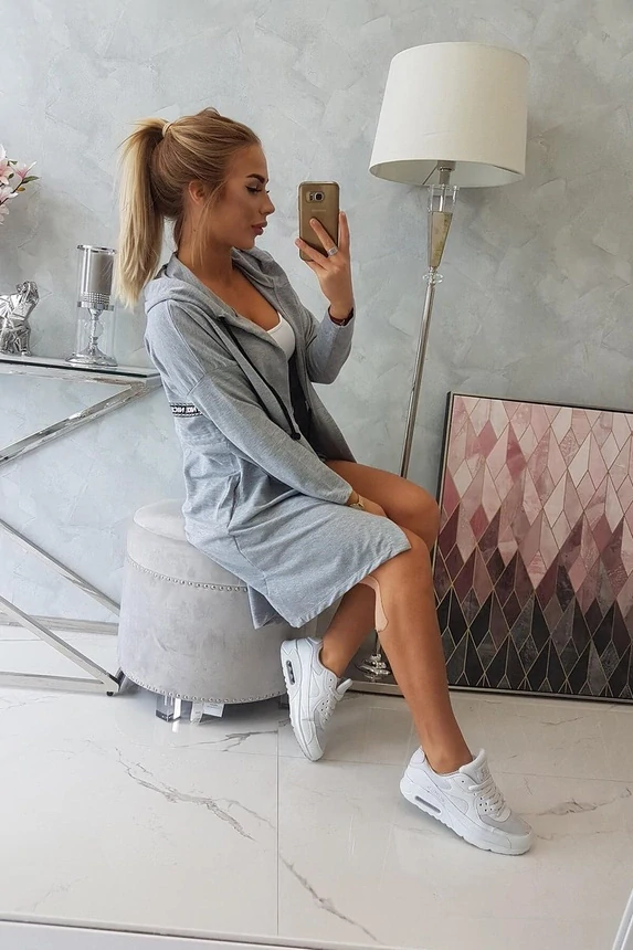 Dámská dlouhá MIKINA / BUNDA kardigan OVERSIZE 8998-71 světle šedá - univerzální S/M/L