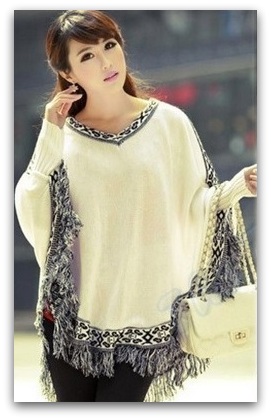 PONCHO / PONČO dámské SVETR pletený S-M-L UNI 78132 smetanová