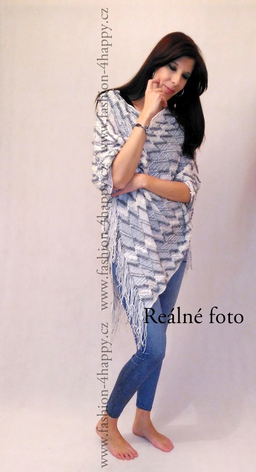 PONCHO/PONČO SVETR pletený 7025085-1 bílá UNI