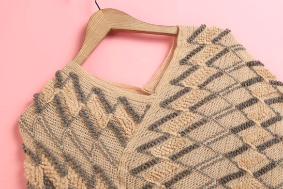 PONCHO/PONČO SVETR pletený 7025085-3 béžová UNI