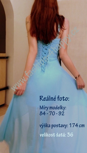 Luxusní společenské ŠATY FROZEN GRACE KARIN CL6198 modrá S
