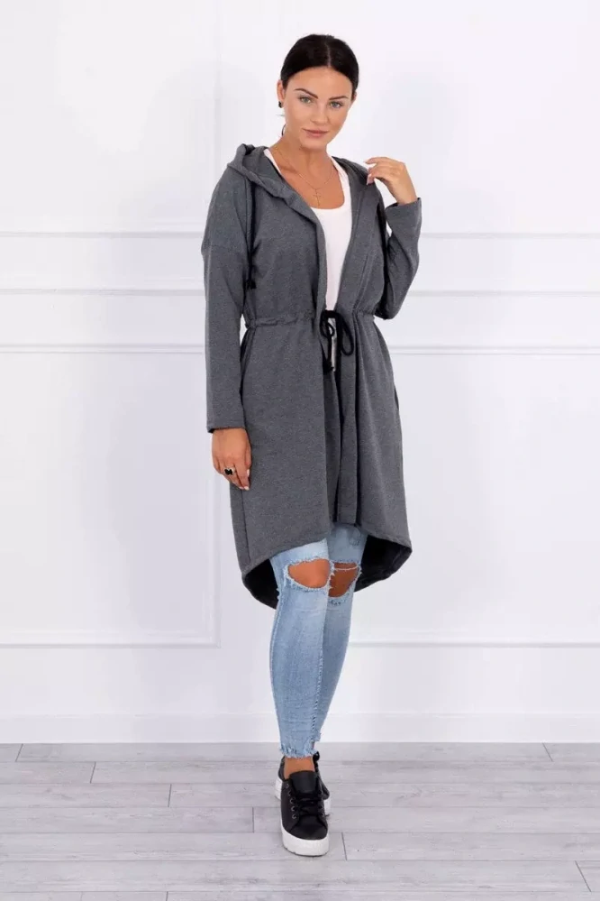 Dámská dlouhá MIKINA / BUNDA kardigan OVERSIZE 8998-11 šedá - univerzální S/M/L