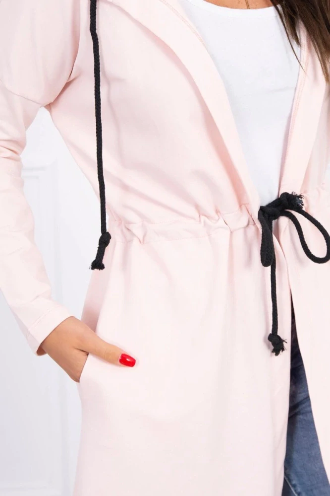 Dámská dlouhá MIKINA / BUNDA kardigan OVERSIZE 8998-1 růžová - univerzální S/M/L