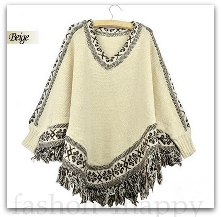 PONCHO / PONČO dámské SVETR pletený S-M-L UNI 78132 smetanová