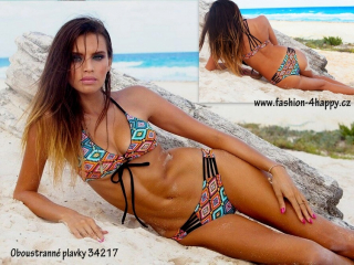 Dvoudílné PLAVKY BIKINY oboustranné geometrický vzor 34217-2 XS