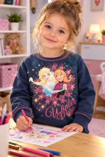 DISNEY Dívčí MIKINA FROZEN Anna a Elsa Ledové království 1501-3 modrá 98/104 - SKLADEM POSLEDNÍ KUS