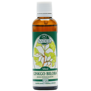 Naděje Tinktura z pupenů - Jinan dvoulaločný (Ginkgo Biloba) 50 ml - Povzbuzení mozkové činnosti a výkonnosti, zachování paměti s postupujícím věkem, podpora periferního prokrvení, příznivý vliv na zrak a sluch, udržování duševní rovnováhy