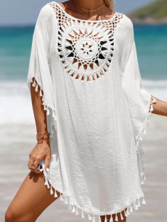 Dámské plážové ŠATY / TUNIKA 3302559-1 bílá UNI S/M/L/XL 