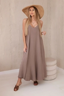 Mušelínové letní šaty dlouhé 7088534-4 hnědá Fango univerzální 100% bavlna 
