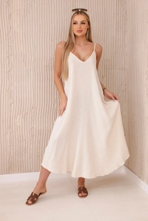 Mušelínové letní šaty dlouhé 7088534-1 béžová univerzální 100% bavlna 