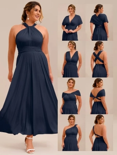 Ever Pretty dámské vázací šaty ES02410-5 tmavě modrá L/XL/2XL/3XL