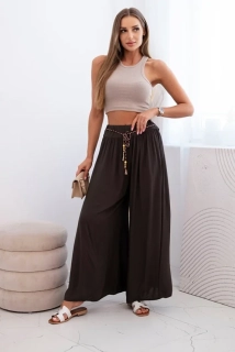 Letní dámské kalhoty široké 81733-8 čokoládově hnědá univerzální 