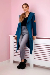 Dámský kardigan / kabátek /mikina OVERSIZE 9077-32 smaragdově modrá - univerzální S/M/L
