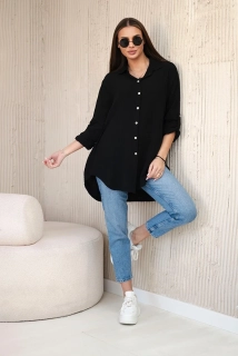 Bavlněná Mušelínová košile 208-2 černá univerzální S/M/L 100% bavlna 