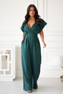 Dámský elegantní overal s širokými nohavicemi a kapsami 289-13 zelená S / M / L / XL / XXL