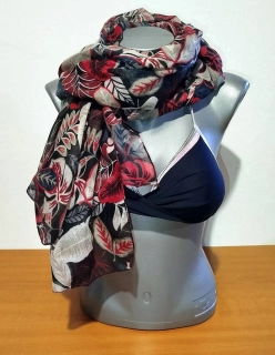 Dámská šála / šál XXL dlouhá Monstera 185x90cm černá M180-7