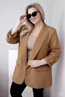 Dámské sako 1085-4 tmavě béžová Plus size XL/XXL/3XL