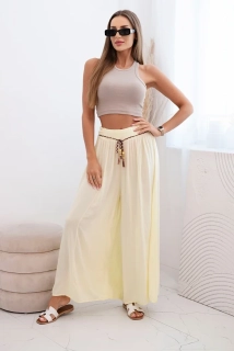 Letní dámské kalhoty široké 81378-6 žlutá univerzální S/M