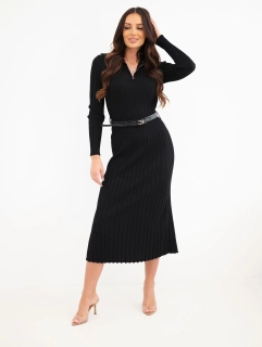 Dámské elegantní šaty pouzdrové se stojáčkem 4590-2 černá univerzální S/M/L